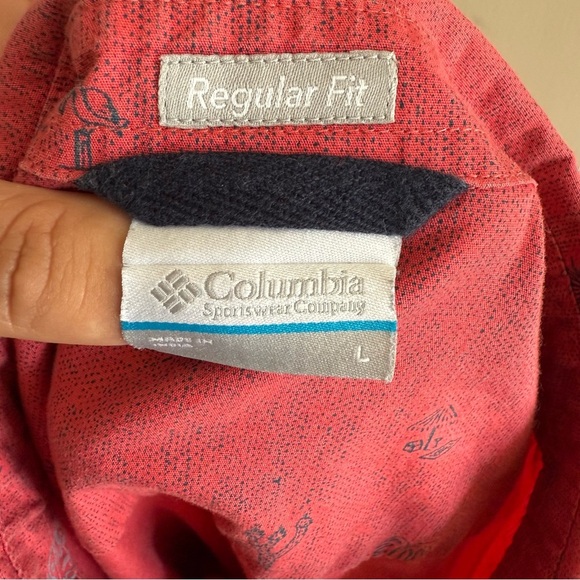 Columbia Sportswear Company Mens L Short Sleeve Shirt Red Pineapple Boat Print - Picture 4 of 6